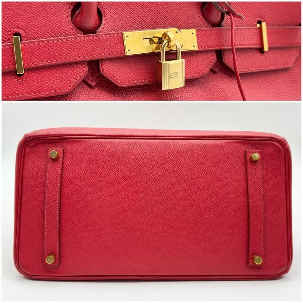 HERMES Birkin 35 GHW Vintage Rouge Vif Epsom Leather Shoulder Bag - Picture 4 of 10